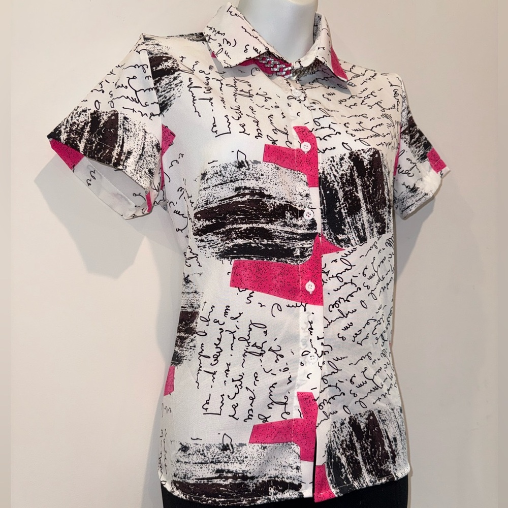Abstract Print Button-Up Shirt